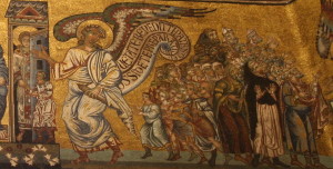 La nel porta stretta nel Giudizio Universale dei mosaici del Battistero di Firenze